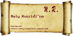 Maly Ruszlána névjegykártya